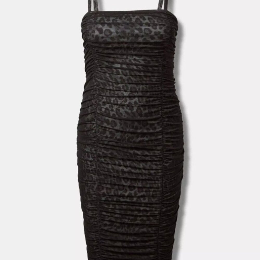 Torrid - Leopard Midi Mesh Shirred Bodycon Dress … - image 5